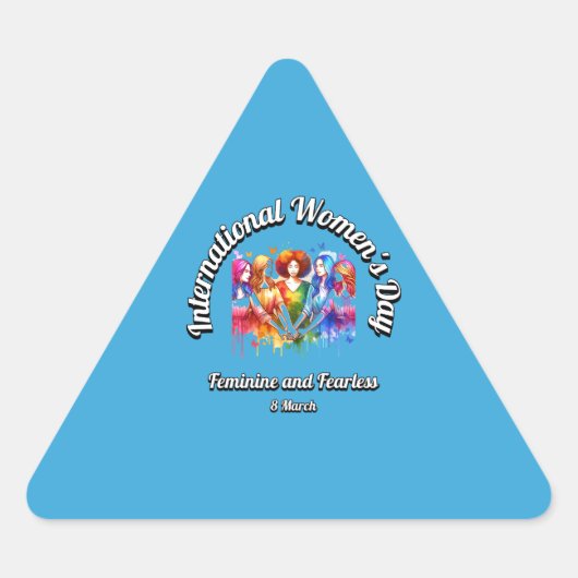 Vrouwelijk en onbevreesd. Internationale Vrouwenda Sticker (Voorkant)