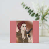 Vrouwelijk Fatale - Roken en Pistolen Briefkaart (Staand voorkant)