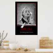 Vrouwelijk Fatale - Roken en Pistolen Retro Black/ Poster (Keuken)