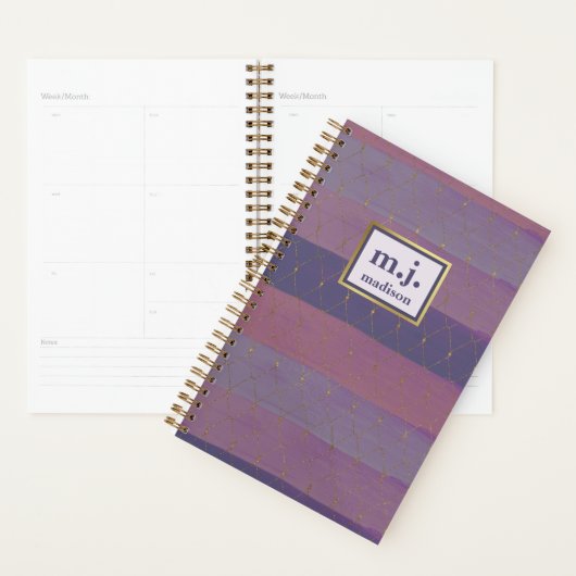 Vrouwelijk Faux Gold met Paarse penseelstreken Planner (Display)