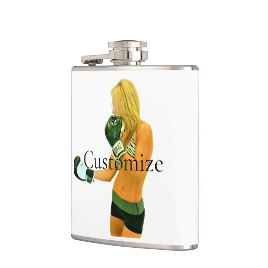 Vrouwelijk fitnessmodel bokst in Thunder_Cove Heupfles (Links)