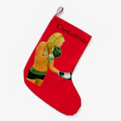 Vrouwelijk fitnessmodel bokst in Thunder_Cove Kleine Kerstsok (Voorkant (Hangend))