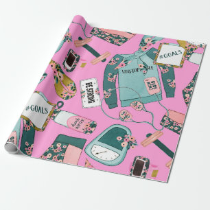Vrouwelijk fitnesspatroon cadeaupapier