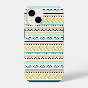 Vrouwelijk geometrisch Azteeks geïnspireerd patroo iPhone 14 Hoesje