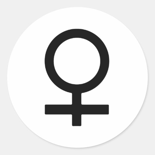 Vrouwelijk geslachtsymbool ronde sticker (Voorkant)