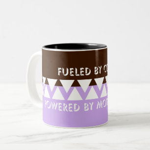 Vrouwelijk gestreepte typografie   Coffee Mom Quot Tweekleurige Koffiemok