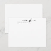 Vrouwelijk Girly Heart Script 2 Monogram Initiaal Notitiekaartje (Voorkant / Achterkant)