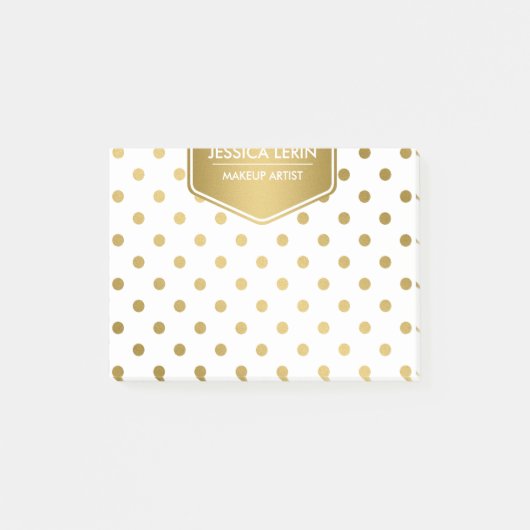 Vrouwelijk Glitter Goud Stippen Patroon Monogram Post-it® Notes (Voorkant)