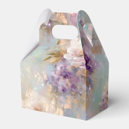 Vrouwelijk goud Paarse witte bloemen Bedankdoosjes (Achterkant)