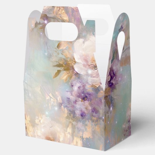 Vrouwelijk goud Paarse witte bloemen Bedankdoosjes (Geopend)