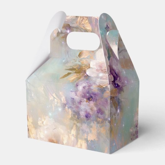 Vrouwelijk goud Paarse witte bloemen Bedankdoosjes (Voorkant Zijde)