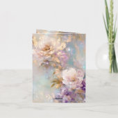 Vrouwelijk goud Paarse witte bloemen Bedankkaart (Achterkant)