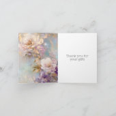 Vrouwelijk goud Paarse witte bloemen Bedankkaart (Binnen)