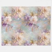 Vrouwelijk goud Paarse witte bloemen Fleece Deken (Voorkant (Horizontaal))