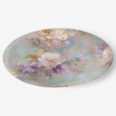 Vrouwelijk goud Paarse witte bloemen Papieren Bordje (Gekanteld)