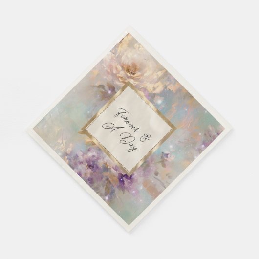 Vrouwelijk goud Paarse witte bloemen Servet (Hoek)