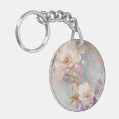 Vrouwelijk goud Paarse witte bloemen Sleutelhanger (Voorkant Links)