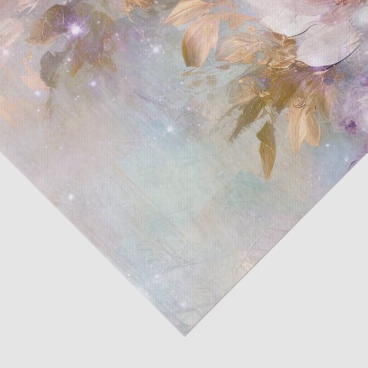 Vrouwelijk goud Paarse witte bloemen Tissuepapier (Detail)