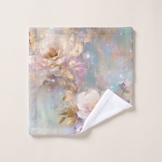Vrouwelijk goud wit bloemen bad handdoek (Wasdoekje)