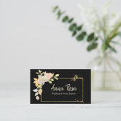 ** Vrouwelijk Gouden Lavendel Roze Waterverf Bloem Visitekaartje (Staand voorkant)