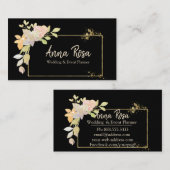 ** Vrouwelijk Gouden Lavendel Roze Waterverf Bloem Visitekaartje (Voorkant / Achterkant)