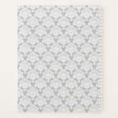 Vrouwelijk Grijs & Wit Damask Naam Monogram Planner (Achterkant)