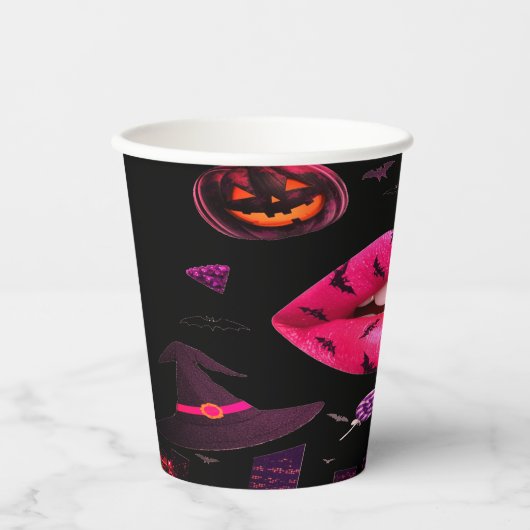 Vrouwelijk Halloween Pink Papieren Bekers (Voorkant)