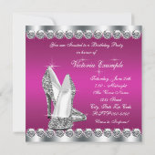 Vrouwelijk hete roze 21e verjaardagsfeestje kaart (Achterkant)