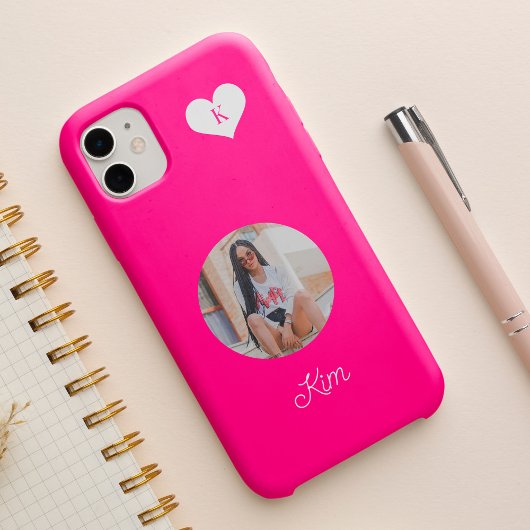 Vrouwelijk hete roze foto en naam gepersonaliseerd Case-Mate iPhone case