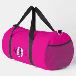 Vrouwelijk hete roze zwart en wit modern monogram plunjezak