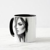 Vrouwelijk in zwart-wit. mok (Voorkant links)