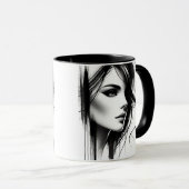 Vrouwelijk in zwart-wit. mok (Voorkant rechts)