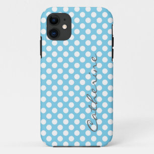 Vrouwelijk, klassiek aqua blauwe polka stippen op Case-Mate iPhone case