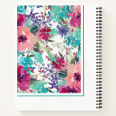 Vrouwelijk Kleurrijk Waterverf Bloempatroon Notitieboek (Achterkant)