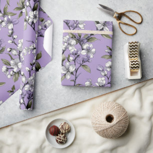 Vrouwelijk Lavendel Sering Bloesem Bloemmotief Cadeaupapier