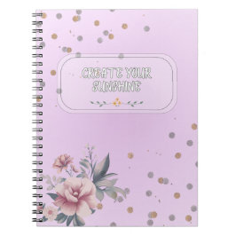 Vrouwelijk lichtpaars bloemenspiraalnotitieboek notitieboek