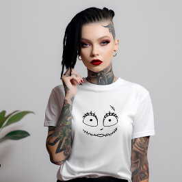Vrouwelijk lief spookachtig skelet gezicht t-shirt
