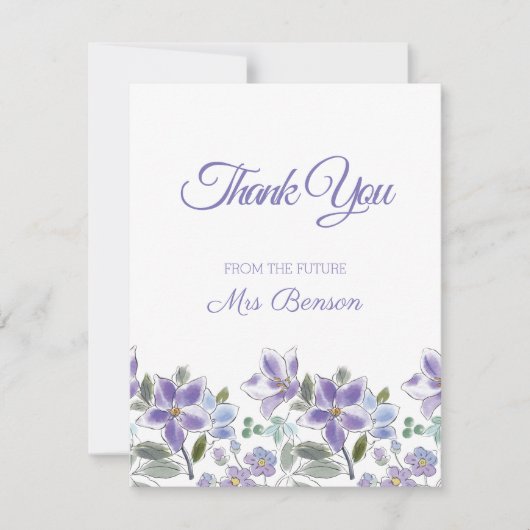 Vrouwelijk Lila Bloemen Vrijgezellenfeest Dank u k (Voorkant)