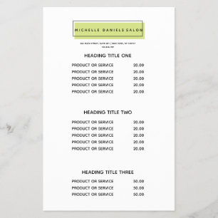 Vrouwelijk logo Groen Salonprijzen en -dienste Flyer