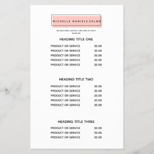 Vrouwelijk logo Roze Spa Prijzen & Diensten Flyer