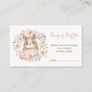 Vrouwelijk Meisje Bunny Blush Bloemen Luier Raffle Informatiekaartje