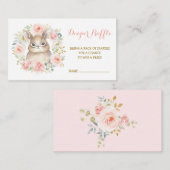 Vrouwelijk Meisje Bunny Blush Bloemen Luier Raffle Informatiekaartje (Voorkant / Achterkant)