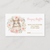 Vrouwelijk Meisje Bunny Blush Bloemen Luier Raffle Informatiekaartje (Voorkant)