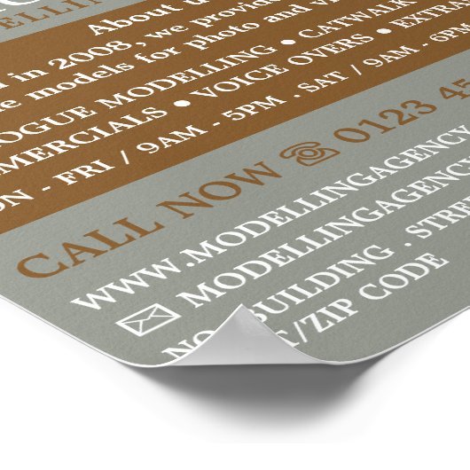 Vrouwelijk model, modellenbureau, modelagent poster (Hoek)