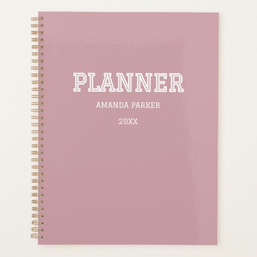 Vrouwelijk moderne preppy gepersonaliseerde roze r planner (Voorkant)