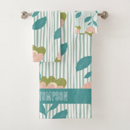  vrouwelijk monogram floraal Blauw patroon Bad Handdoek