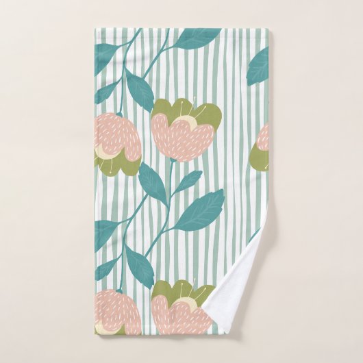  vrouwelijk monogram floraal Blauw patroon Bad Handdoek (Handdoek)