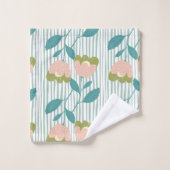  vrouwelijk monogram floraal Blauw patroon Bad Handdoek (Wasdoekje)