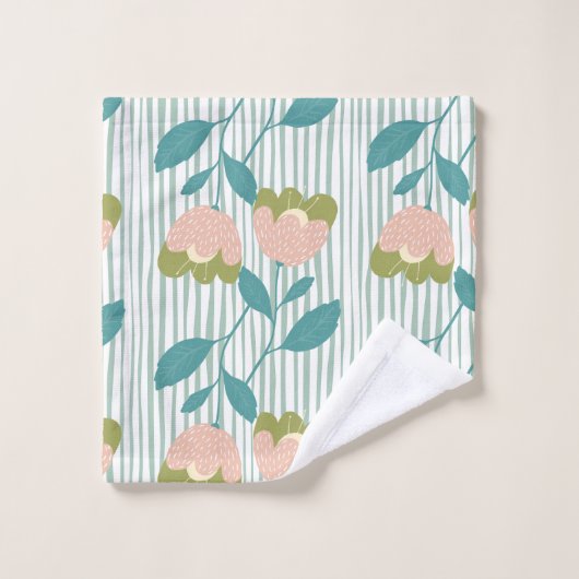  vrouwelijk monogram floraal Blauw patroon Bad Handdoek (Wasdoekje)