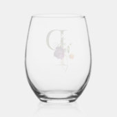Vrouwelijk monogram Initiaal De letter P Wijnglas Zonder Voet (Achterkant)